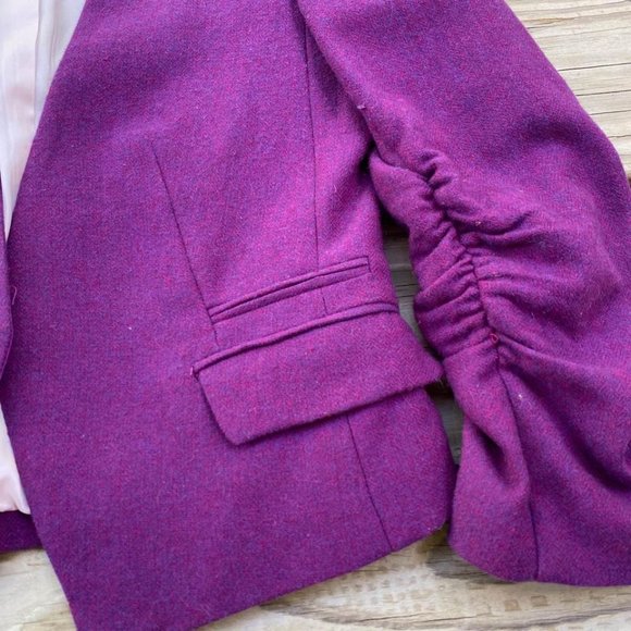 SOLD H&M Open Front Wool Blazer Jacket, Purple, Size 6 - Picture 3 of 5